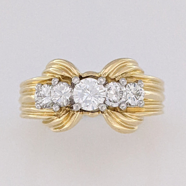 18K .57 CARAT TOTAL WEIGHT VS1 G DIAMOND ROUND (5) ESTATE RING 9.1 GRAMS