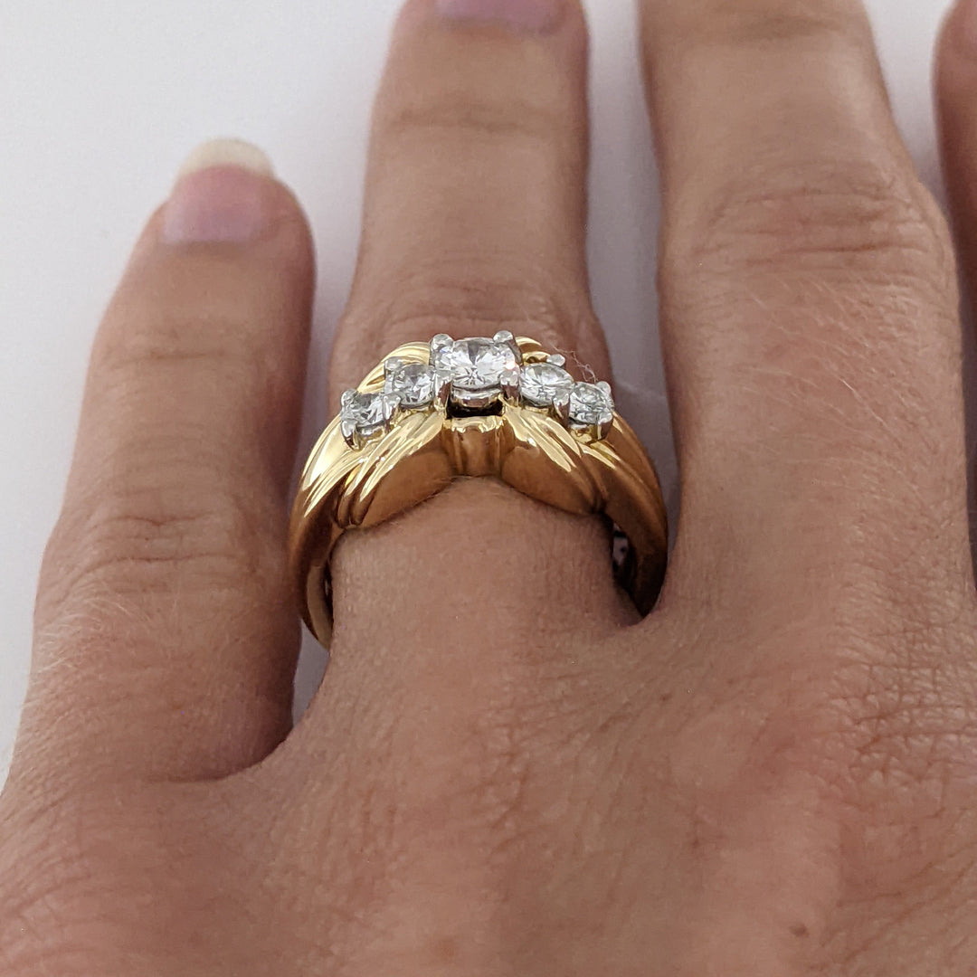 18K .57 CARAT TOTAL WEIGHT VS1 G DIAMOND ROUND (5) ESTATE RING 9.1 GRAMS