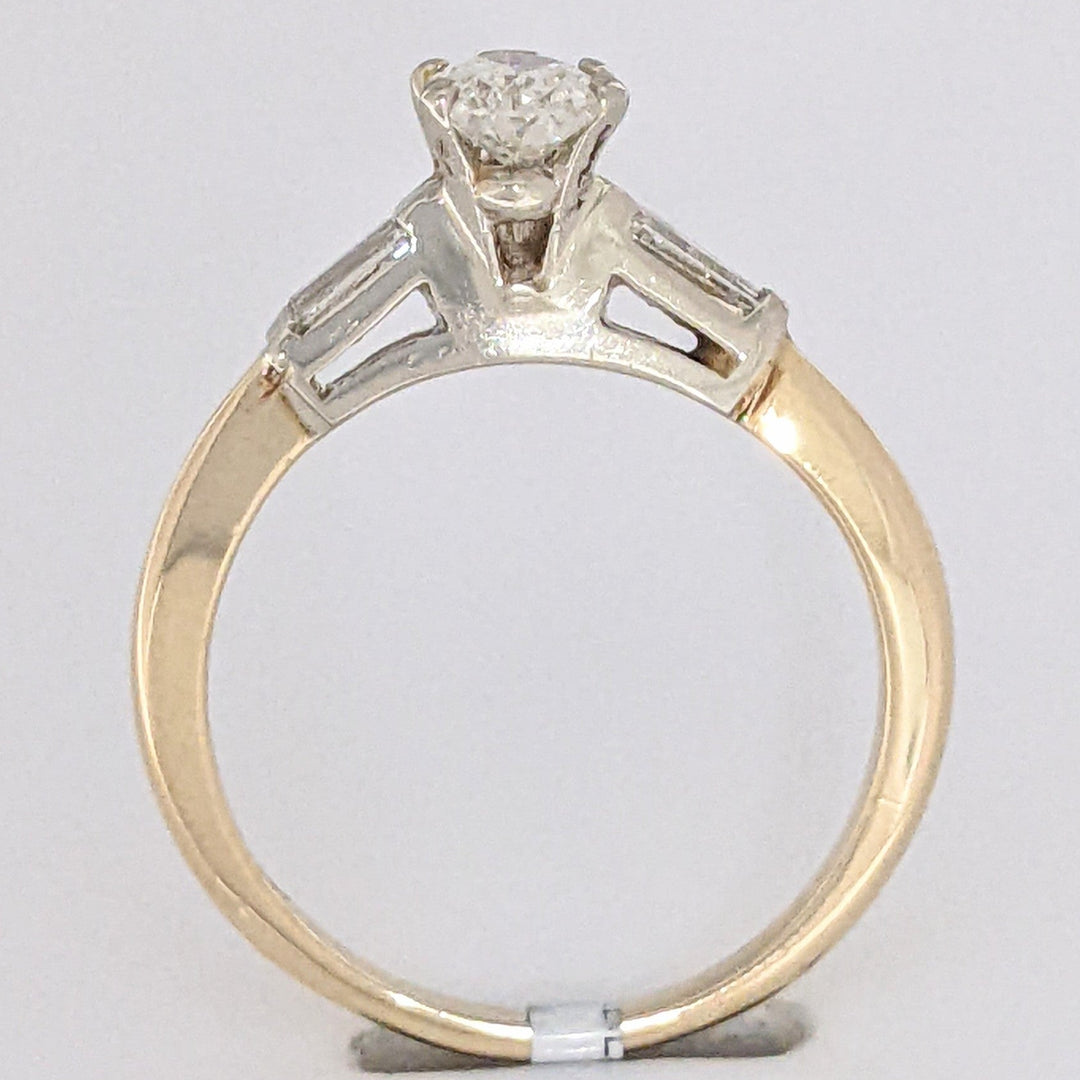14K .87 CARAT TOTAL WEIGHT I1 J DIAMOND PEAR WITH (2) BAGUETTES ESTATE RING 2.9 GRAMS