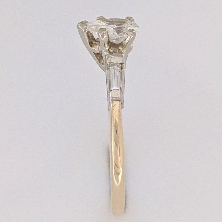 14K .87 CARAT TOTAL WEIGHT I1 J DIAMOND PEAR WITH (2) BAGUETTES ESTATE RING 2.9 GRAMS