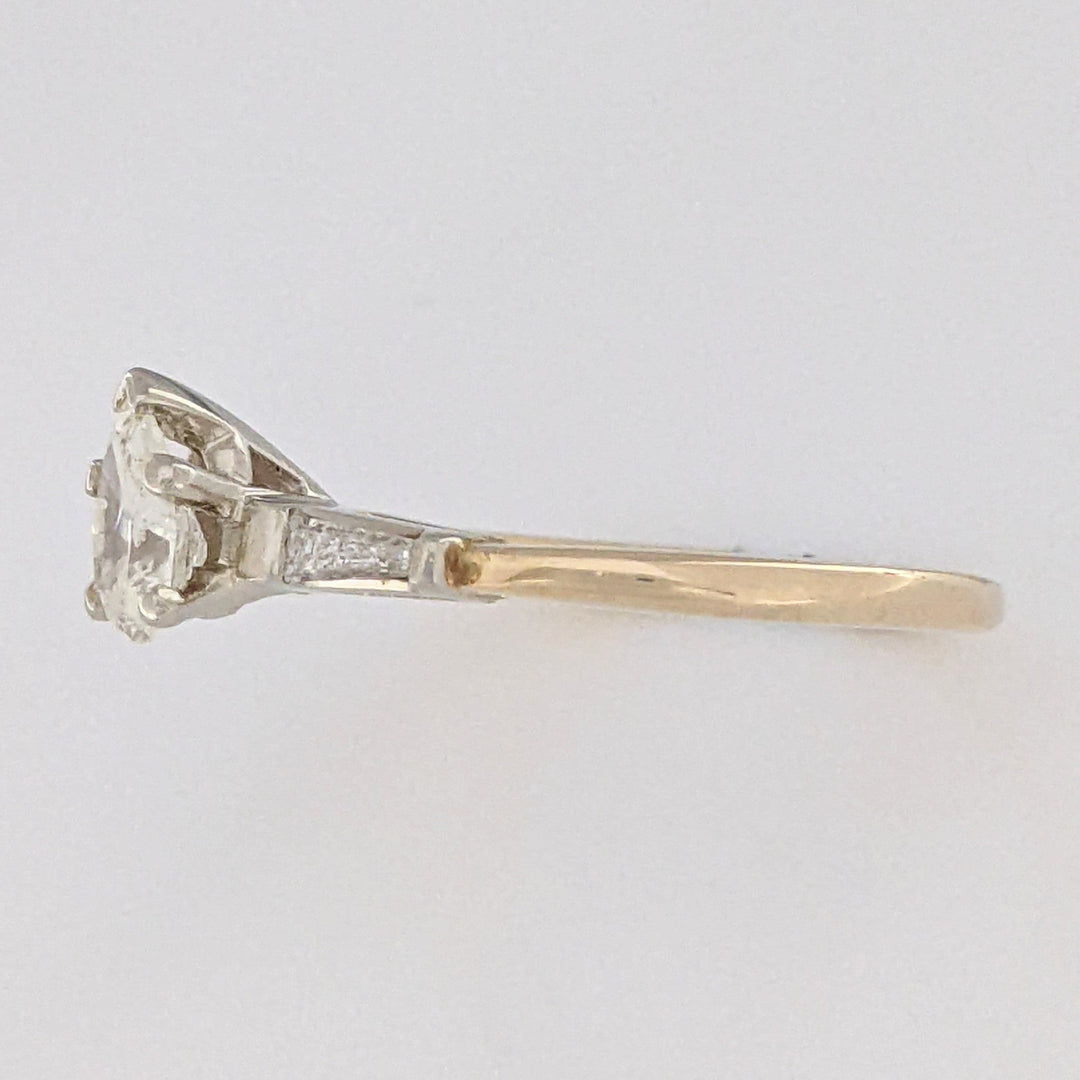 14K .87 CARAT TOTAL WEIGHT I1 J DIAMOND PEAR WITH (2) BAGUETTES ESTATE RING 2.9 GRAMS