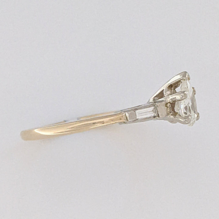 14K .87 CARAT TOTAL WEIGHT I1 J DIAMOND PEAR WITH (2) BAGUETTES ESTATE RING 2.9 GRAMS