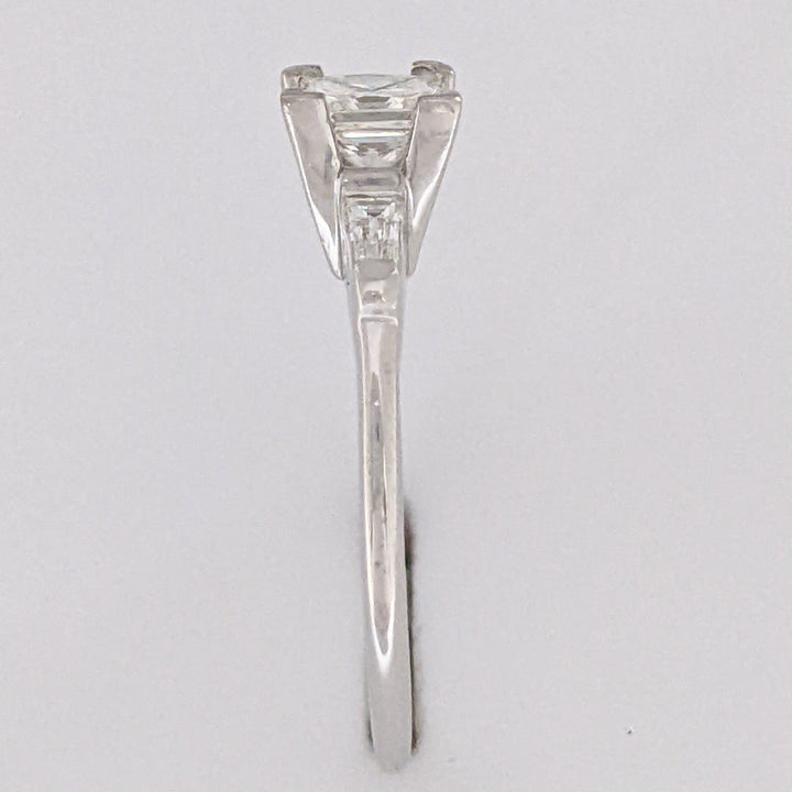 14K WHITE .53 CARAT TOTAL VS1 I DIAMOND PRINCESS CUT WITH (2) BAGUETTE TAPERED ESTATE RING