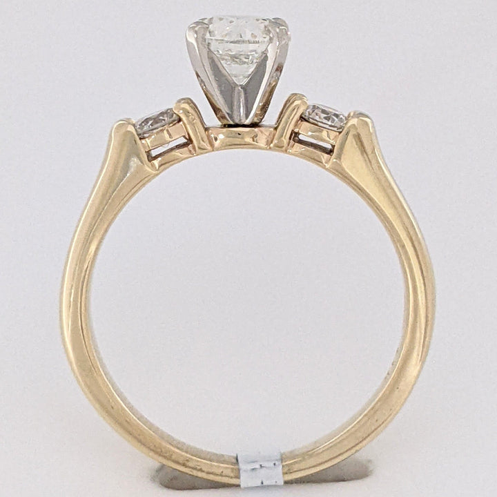 14K .90 CARAT TOTAL WEIGHT I H DIAMOND ROUND (3) TRINITY ESTATE RING 3.8 GRAMS