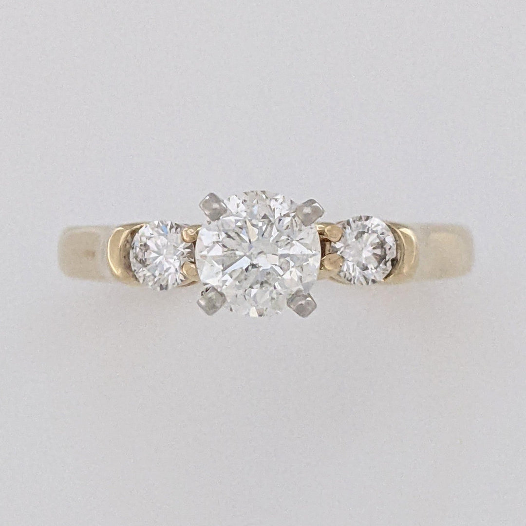 14K .90 CARAT TOTAL WEIGHT I H DIAMOND ROUND (3) TRINITY ESTATE RING 3.8 GRAMS