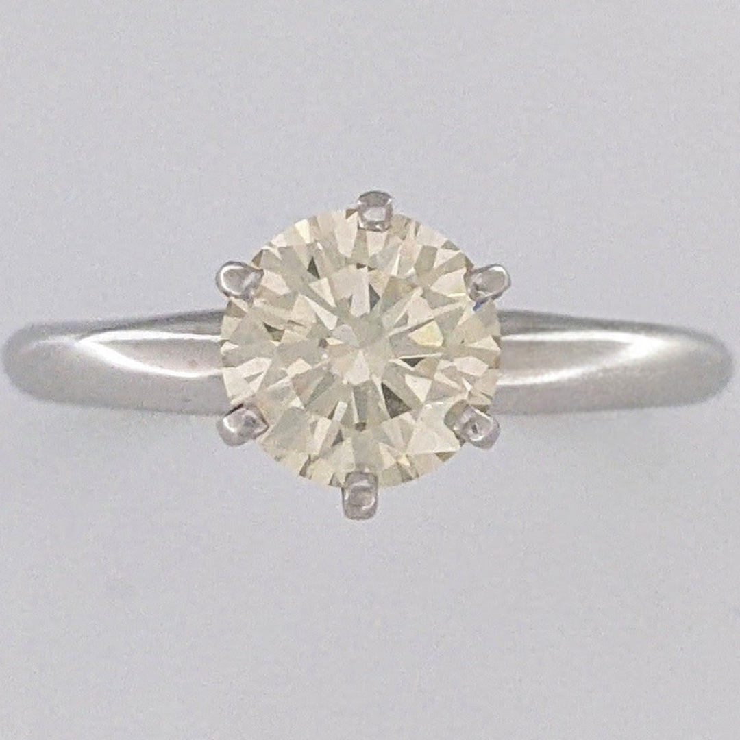14K WHITE 1.05 CARAT TOTAL VS1 S DIAMOND ROUND SOLITAIRE ESTATE RING 2.5 GRAMS