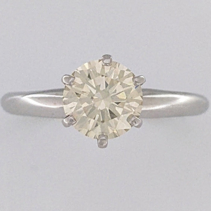 14K WHITE 1.05 CARAT TOTAL VS1 S DIAMOND ROUND SOLITAIRE ESTATE RING 2.5 GRAMS