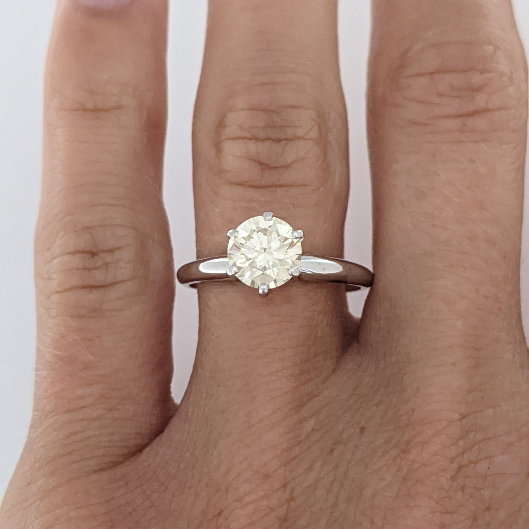 14K WHITE 1.05 CARAT TOTAL VS1 S DIAMOND ROUND SOLITAIRE ESTATE RING 2.5 GRAMS