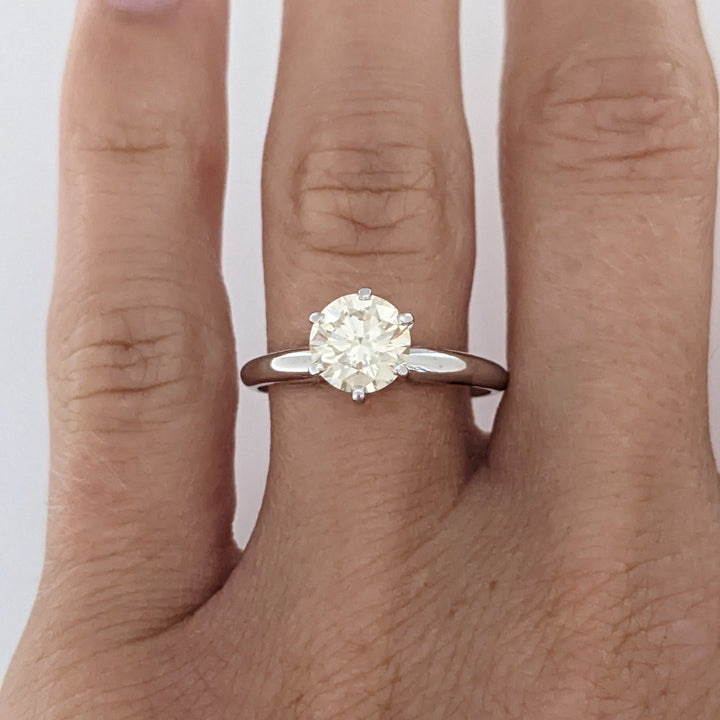 14K WHITE 1.05 CARAT TOTAL VS1 S DIAMOND ROUND SOLITAIRE ESTATE RING 2.5 GRAMS