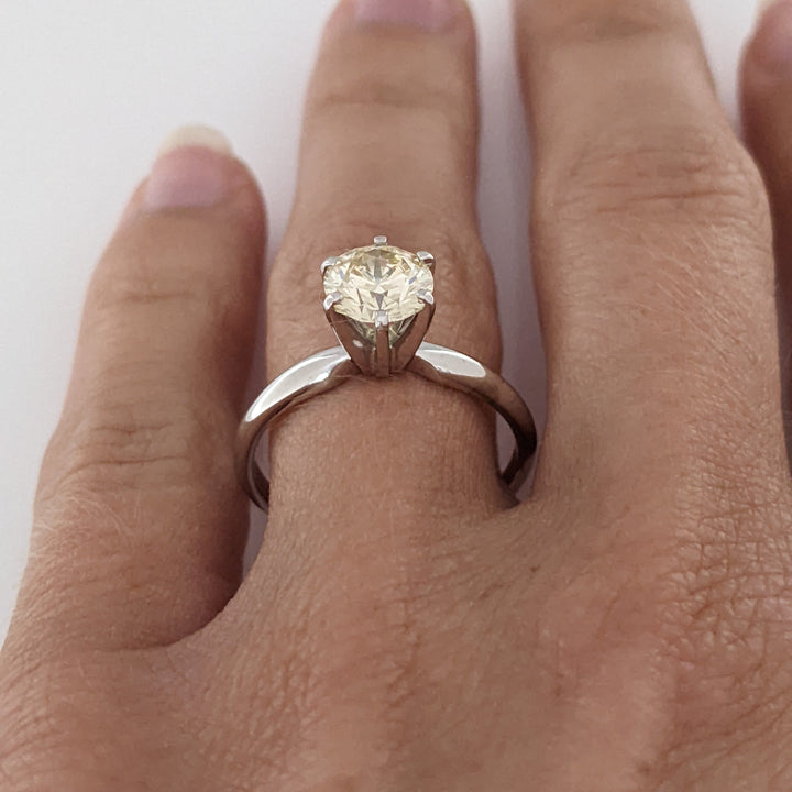 14K WHITE 1.05 CARAT TOTAL VS1 S DIAMOND ROUND SOLITAIRE ESTATE RING 2.5 GRAMS