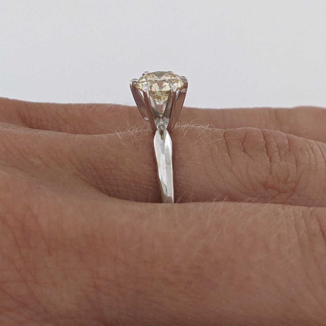 14K WHITE 1.05 CARAT TOTAL VS1 S DIAMOND ROUND SOLITAIRE ESTATE RING 2.5 GRAMS