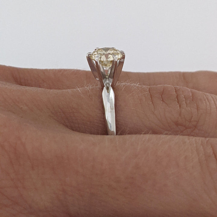 14K WHITE 1.05 CARAT TOTAL VS1 S DIAMOND ROUND SOLITAIRE ESTATE RING 2.5 GRAMS