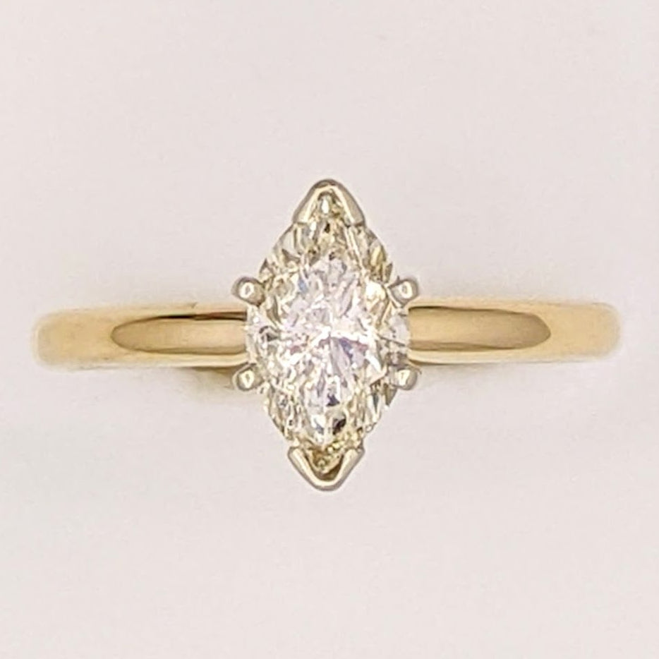 14K 1.03 CARAT TOTAL I2 DIAMOND MARQUISE ESTATE RING 2.6 GRAMS