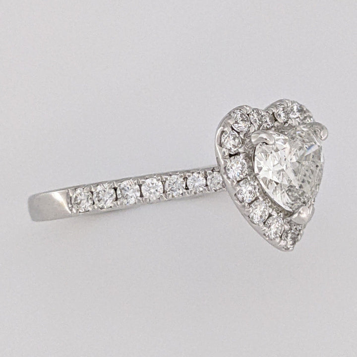 18K WHITE 1.85 CARAT TOTAL WEIGHT I1 I DIAMOND HEART (1) ROUND (30) HALO ESTATE RING 3.3 GRAMS
