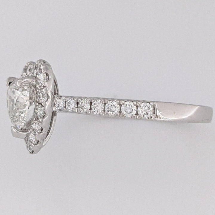 18K WHITE 1.85 CARAT TOTAL WEIGHT I1 I DIAMOND HEART (1) ROUND (30) HALO ESTATE RING 3.3 GRAMS