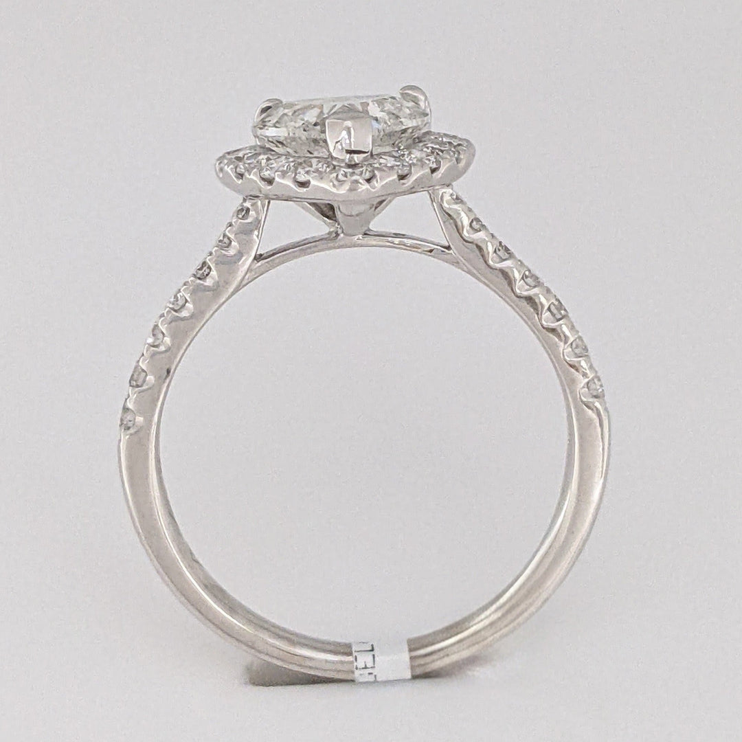 18K WHITE 1.85 CARAT TOTAL WEIGHT I1 I DIAMOND HEART (1) ROUND (30) HALO ESTATE RING 3.3 GRAMS