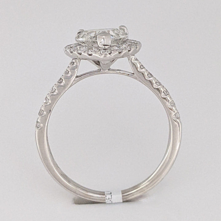 18K WHITE 1.85 CARAT TOTAL WEIGHT I1 I DIAMOND HEART (1) ROUND (30) HALO ESTATE RING 3.3 GRAMS