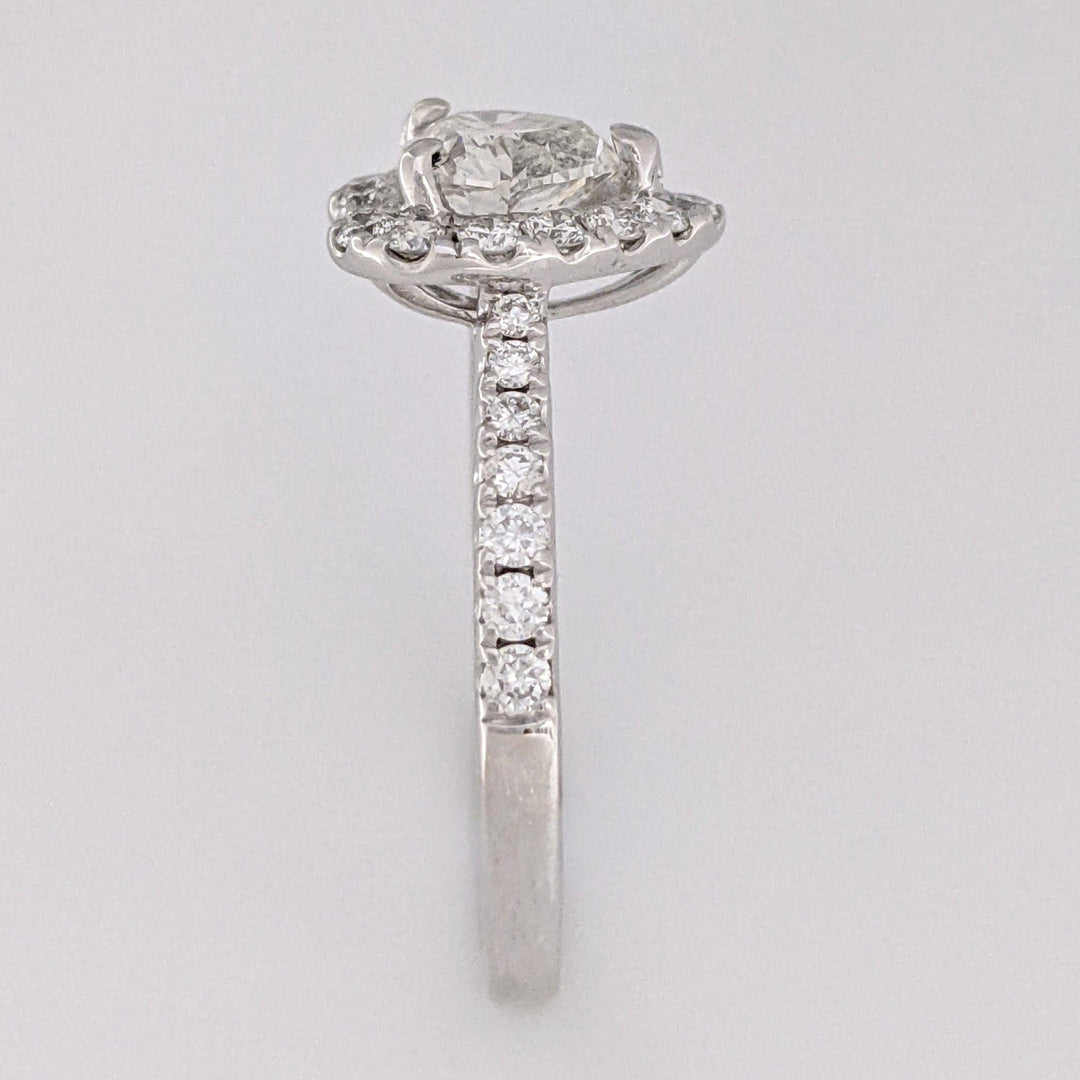 18K WHITE 1.85 CARAT TOTAL WEIGHT I1 I DIAMOND HEART (1) ROUND (30) HALO ESTATE RING 3.3 GRAMS