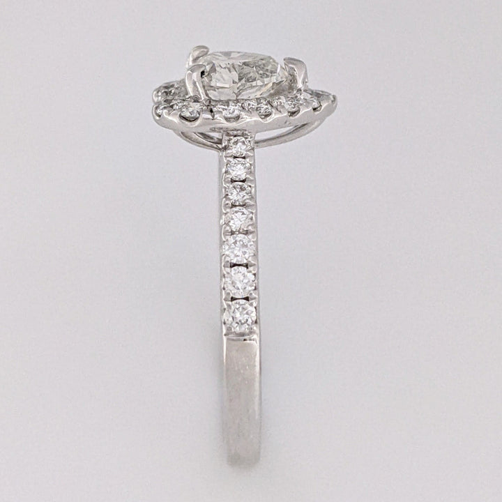 18K WHITE 1.85 CARAT TOTAL WEIGHT I1 I DIAMOND HEART (1) ROUND (30) HALO ESTATE RING 3.3 GRAMS