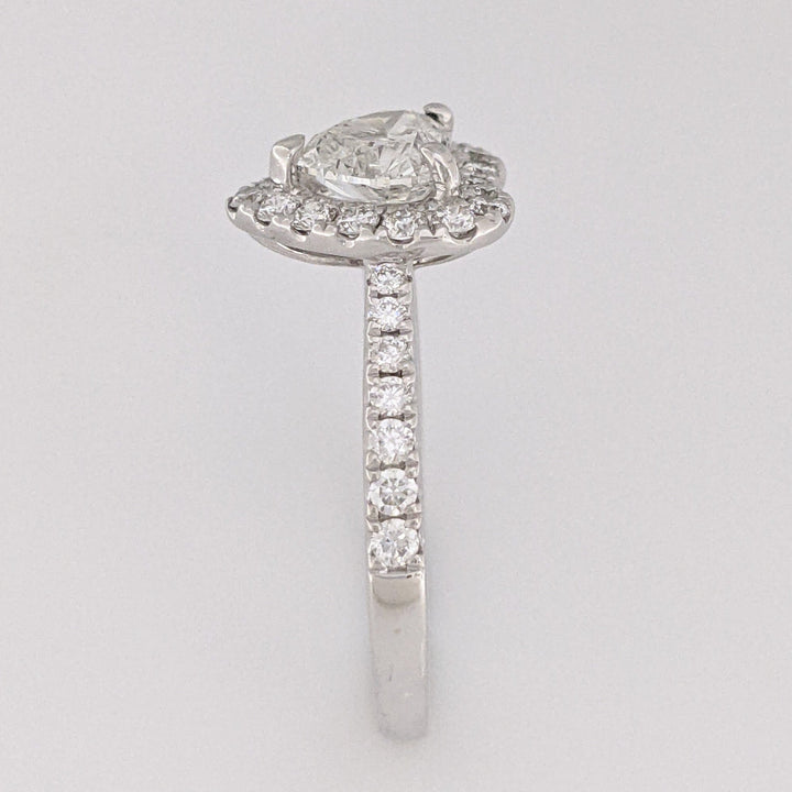 18K WHITE 1.85 CARAT TOTAL WEIGHT I1 I DIAMOND HEART (1) ROUND (30) HALO ESTATE RING 3.3 GRAMS
