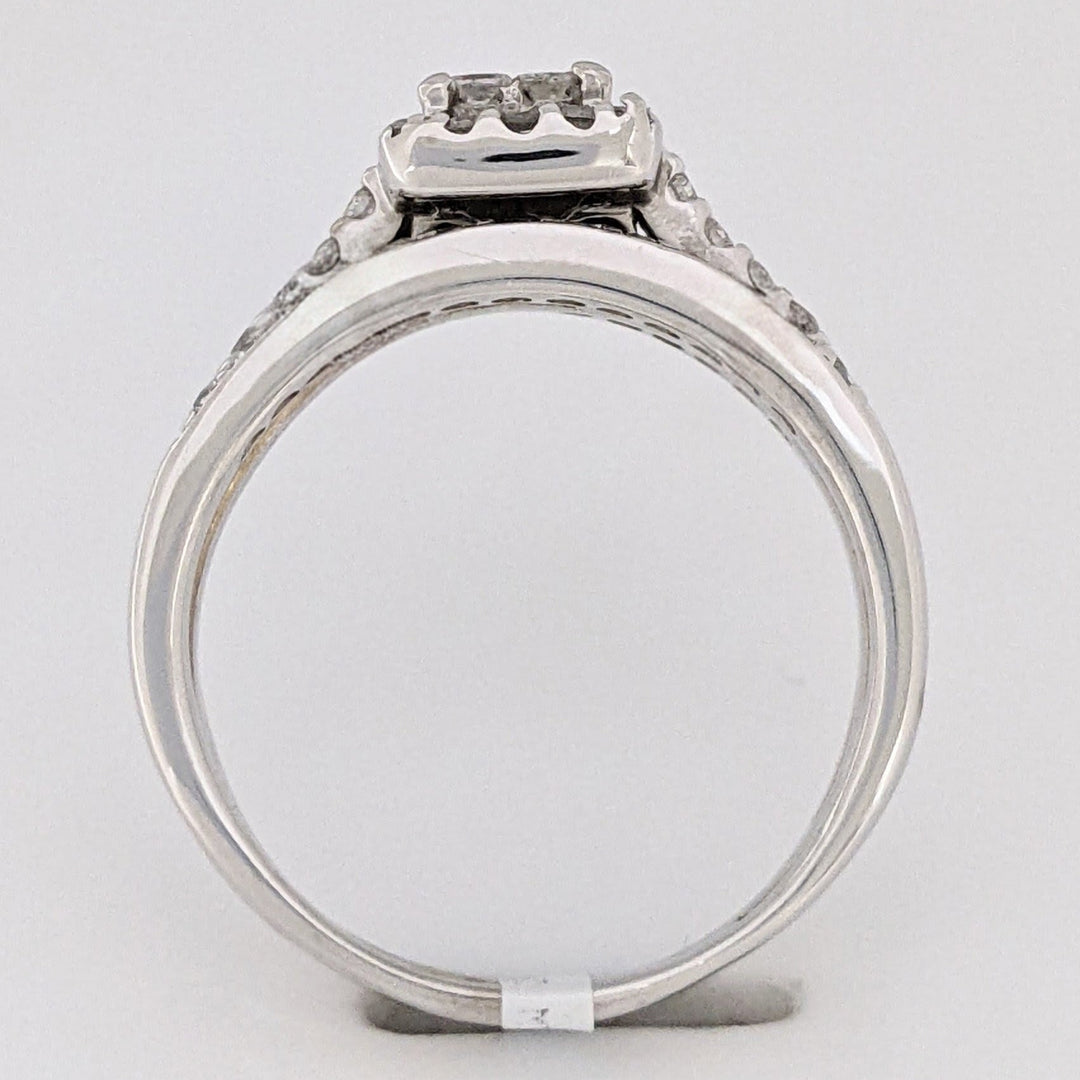 14K WHITE 1.05 CARAT TOTAL WEIGHT SI2 H DIAMOND PRINCESS CUT (4) ROUND (54) ESTATE RING 6.5 GRAMS