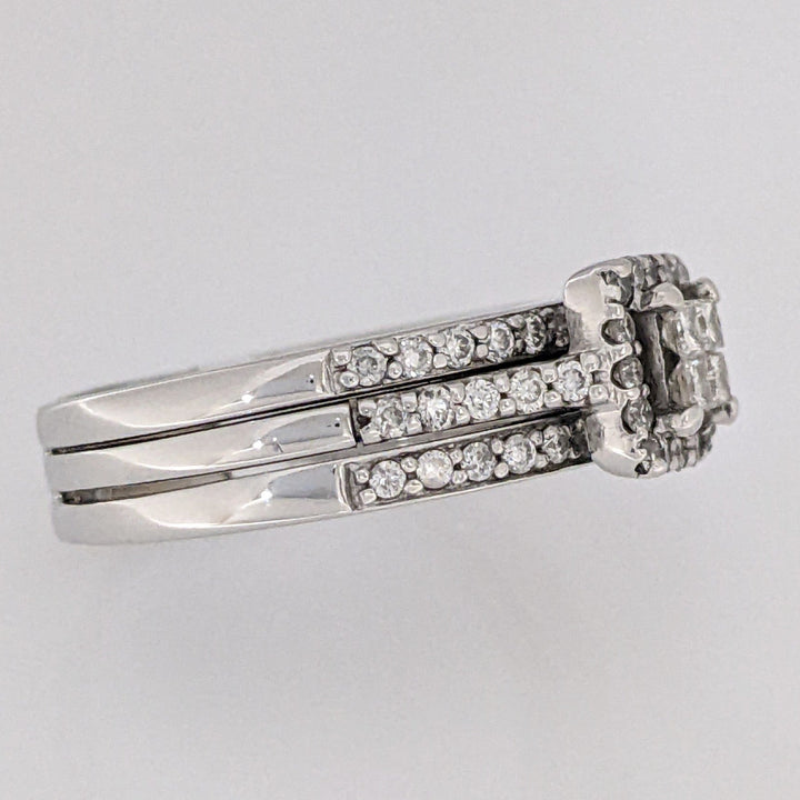 14K WHITE 1.05 CARAT TOTAL WEIGHT SI2 H DIAMOND PRINCESS CUT (4) ROUND (54) ESTATE RING 6.5 GRAMS