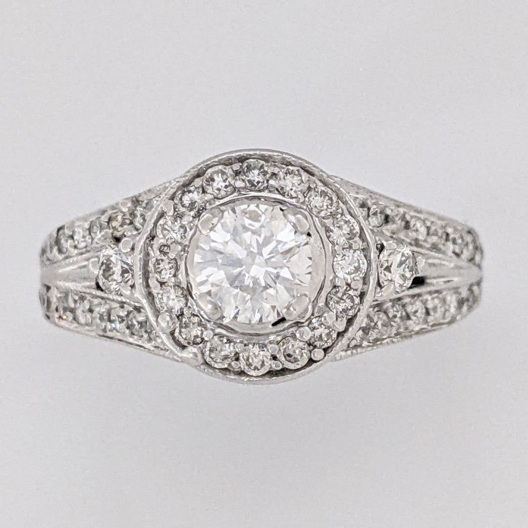14K WHITE 1.20 CARAT TOTAL WEIGHT SI1 H-I DIAMOND ROUND (54) ESTATE RING 4.9 GRAMS