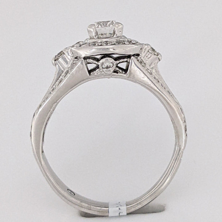 14K WHITE 1.20 CARAT TOTAL WEIGHT SI1 H-I DIAMOND ROUND (54) ESTATE RING 4.9 GRAMS