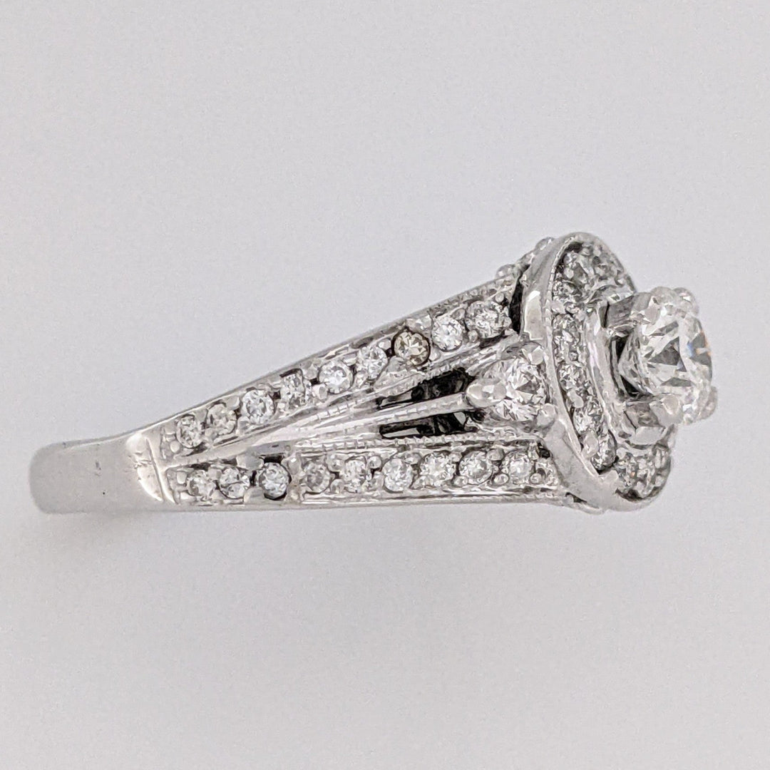 14K WHITE 1.20 CARAT TOTAL WEIGHT SI1 H-I DIAMOND ROUND (54) ESTATE RING 4.9 GRAMS