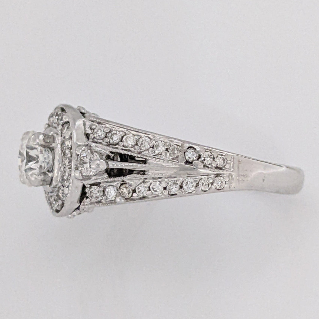 14K WHITE 1.20 CARAT TOTAL WEIGHT SI1 H-I DIAMOND ROUND (54) ESTATE RING 4.9 GRAMS