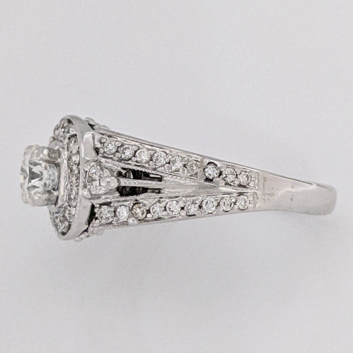 14K WHITE 1.20 CARAT TOTAL WEIGHT SI1 H-I DIAMOND ROUND (54) ESTATE RING 4.9 GRAMS