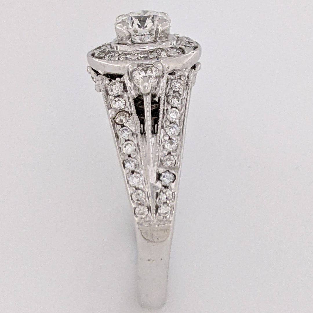 14K WHITE 1.20 CARAT TOTAL WEIGHT SI1 H-I DIAMOND ROUND (54) ESTATE RING 4.9 GRAMS