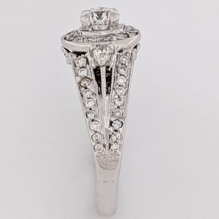 14K WHITE 1.20 CARAT TOTAL WEIGHT SI1 H-I DIAMOND ROUND (54) ESTATE RING 4.9 GRAMS