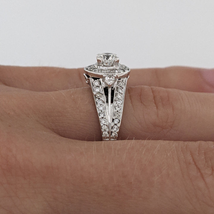 14K WHITE 1.20 CARAT TOTAL WEIGHT SI1 H-I DIAMOND ROUND (54) ESTATE RING 4.9 GRAMS