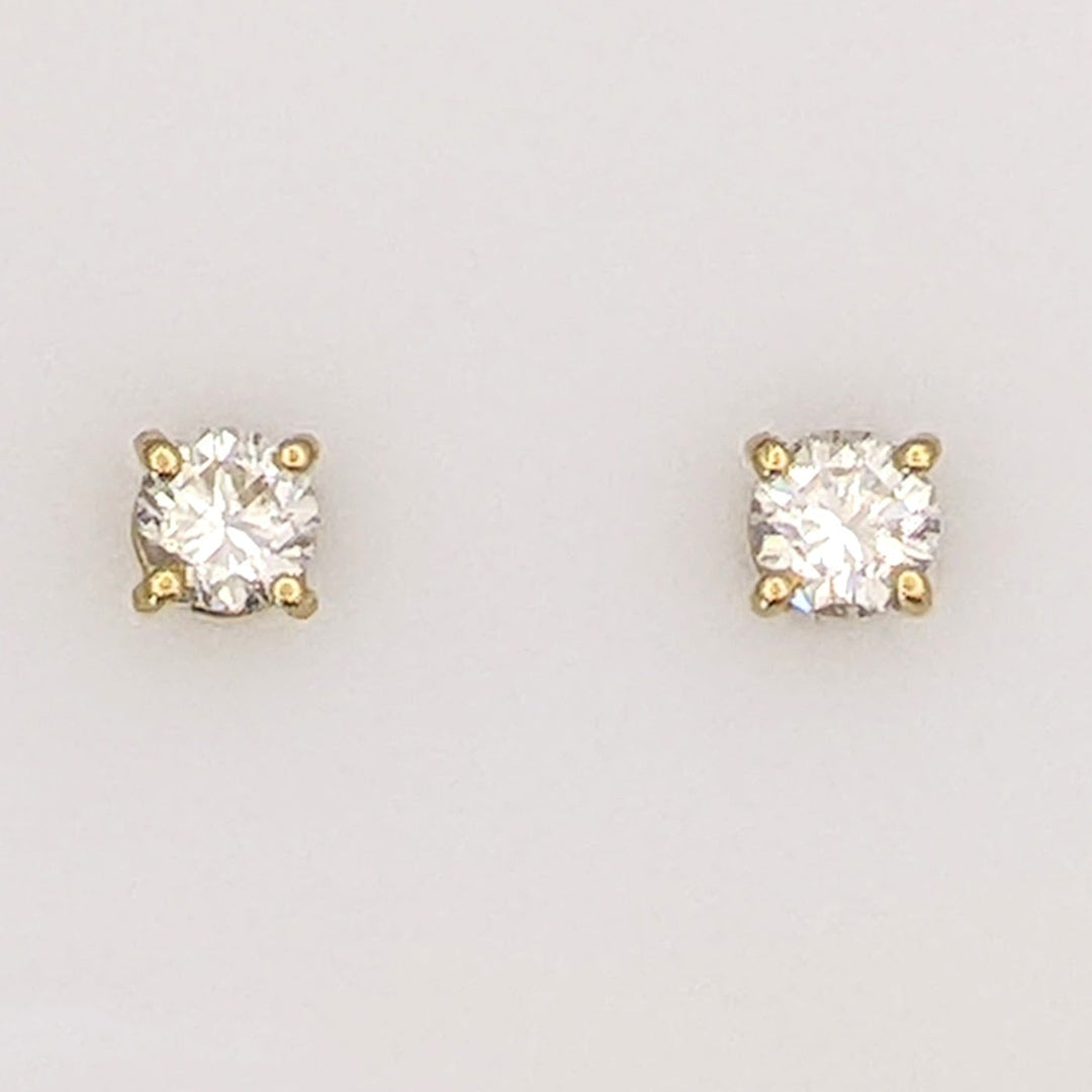 14K .48 CARAT TOTAL WEIGHT VS2 I DIAMOND ROUND (2) ESTATE STUD EARRINGS 0.7 GRAMS
