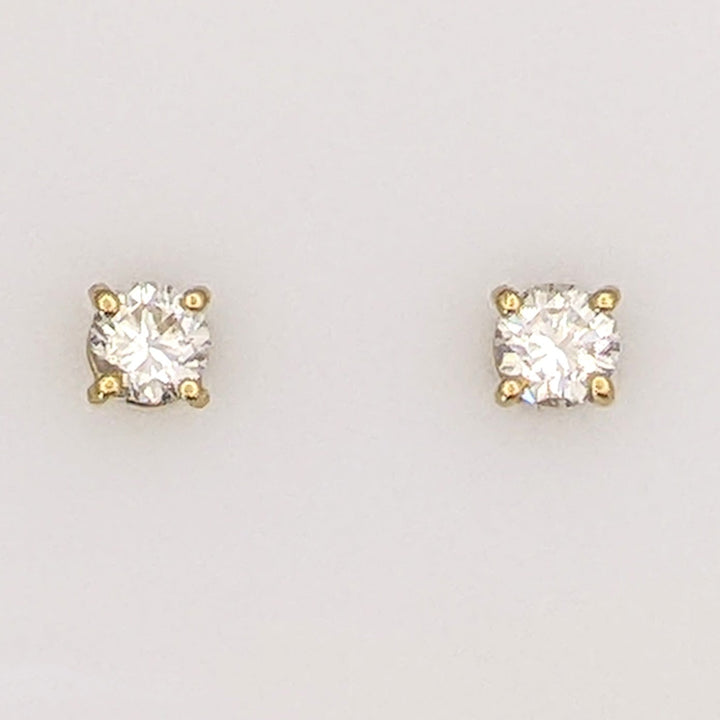 14K .48 CARAT TOTAL WEIGHT VS2 I DIAMOND ROUND (2) ESTATE STUD EARRINGS 0.7 GRAMS