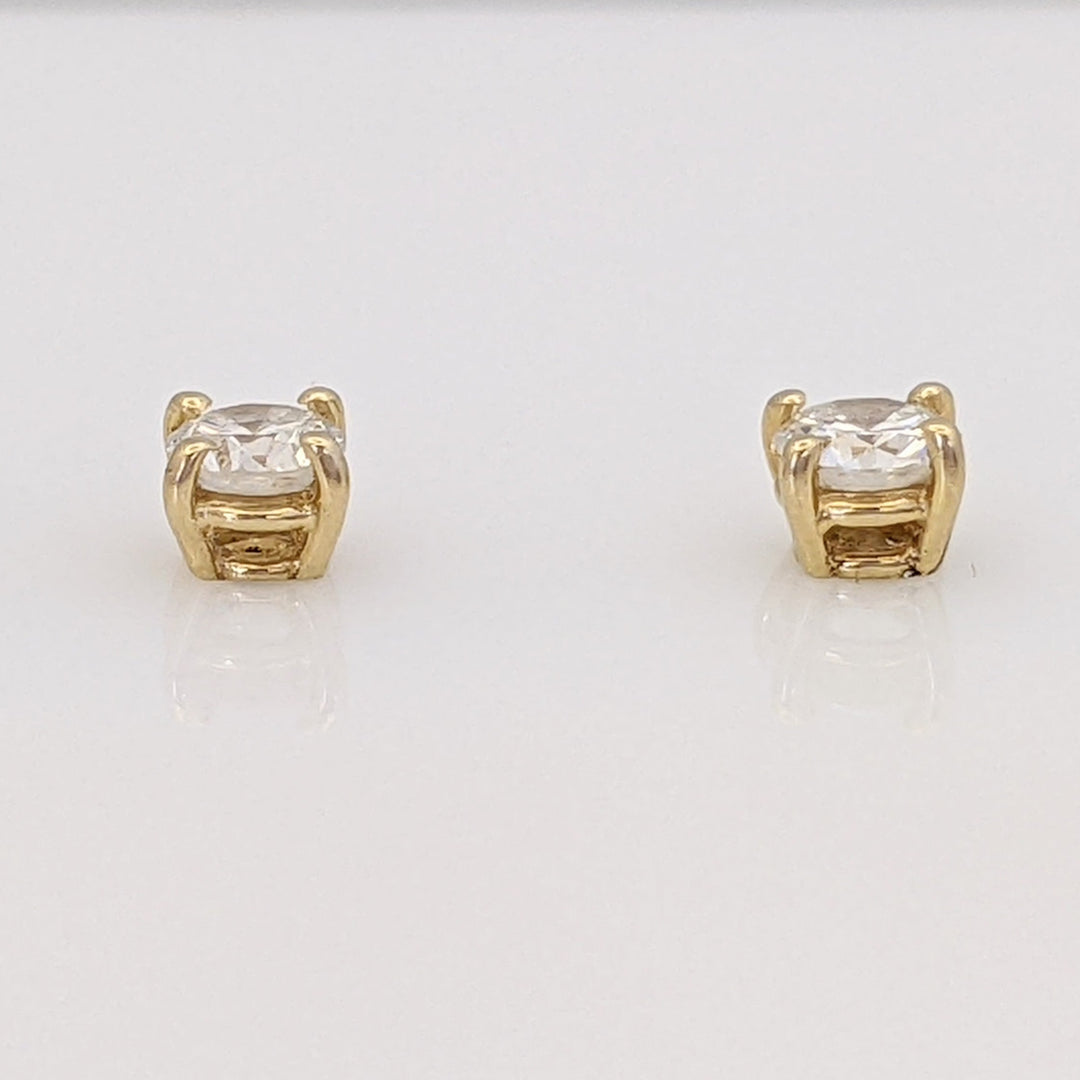 14K .48 CARAT TOTAL WEIGHT VS2 I DIAMOND ROUND (2) ESTATE STUD EARRINGS 0.7 GRAMS
