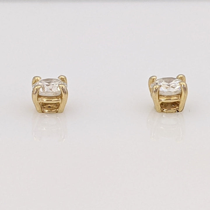 14K .48 CARAT TOTAL WEIGHT VS2 I DIAMOND ROUND (2) ESTATE STUD EARRINGS 0.7 GRAMS