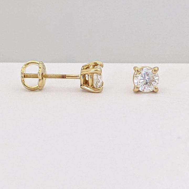 14K .48 CARAT TOTAL WEIGHT VS2 I DIAMOND ROUND (2) ESTATE STUD EARRINGS 0.7 GRAMS