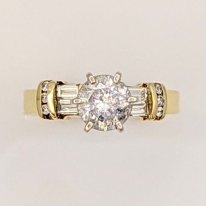 14K 1.19 CARAT TOTAL WEIGHT I3 H DIAMOND ROUND (7) BAGUETTE (4) ESTATE RING 3.9 GRAMS