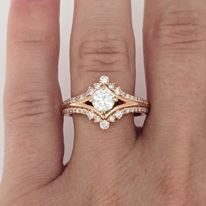 14K ROSE .89 CARAT TOTAL WEIGHT I1 J DIAMOND ROUND (47) ESTATE RING 5.3 GRAMS