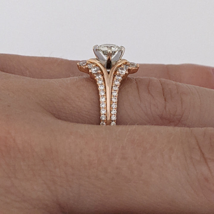 14K ROSE .89 CARAT TOTAL WEIGHT I1 J DIAMOND ROUND (47) ESTATE RING 5.3 GRAMS