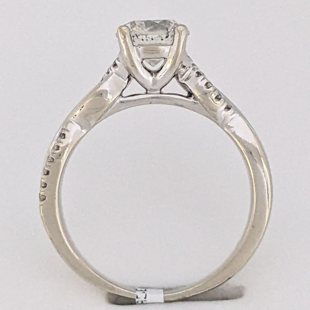 14K WHITE .96 CARAT TOTAL WEIGHT SI2 J DIAMOND ROUND (25) TWIST ESTATE RING 3.8 GRAMS