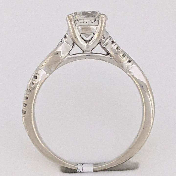 14K WHITE .96 CARAT TOTAL WEIGHT SI2 J DIAMOND ROUND (25) TWIST ESTATE RING 3.8 GRAMS