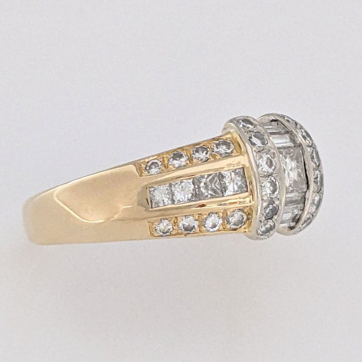 14K 1.06 CARAT TOTAL WEIGHT SI2-I1 H DIAMOND PRINCESS CUT (9) BAGUETTE (4) ROUND (28) ESTATE BAND 5.3 GRAMS