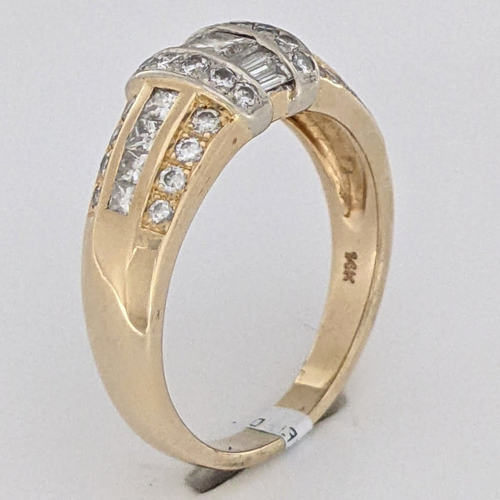 14K 1.06 CARAT TOTAL WEIGHT SI2-I1 H DIAMOND PRINCESS CUT (9) BAGUETTE (4) ROUND (28) ESTATE BAND 5.3 GRAMS