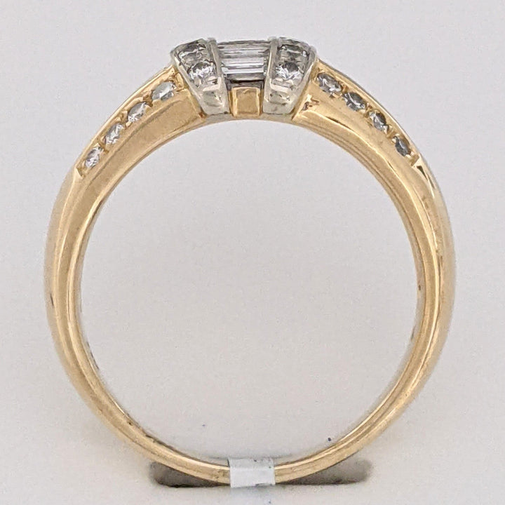14K 1.06 CARAT TOTAL WEIGHT SI2-I1 H DIAMOND PRINCESS CUT (9) BAGUETTE (4) ROUND (28) ESTATE BAND 5.3 GRAMS