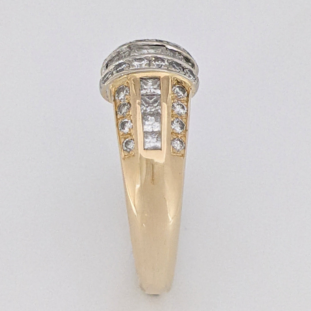 14K 1.06 CARAT TOTAL WEIGHT SI2-I1 H DIAMOND PRINCESS CUT (9) BAGUETTE (4) ROUND (28) ESTATE BAND 5.3 GRAMS