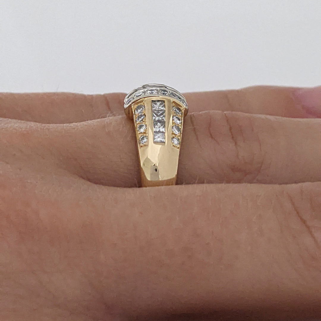 14K 1.06 CARAT TOTAL WEIGHT SI2-I1 H DIAMOND PRINCESS CUT (9) BAGUETTE (4) ROUND (28) ESTATE BAND 5.3 GRAMS