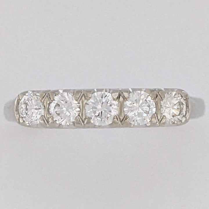14K WHITE .60 CARAT TOTAL WEIGHT VS1 H DIAMOND ROUND (5) ESTATE BAND 2.6 GRAMS